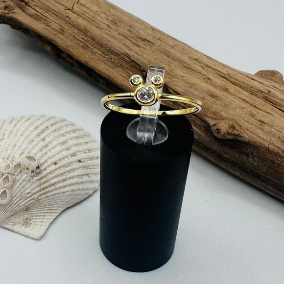 CZ Gold Plated Sterling Silver Micky Mouse Ring, Mouse Ring - Picture 1 of 5